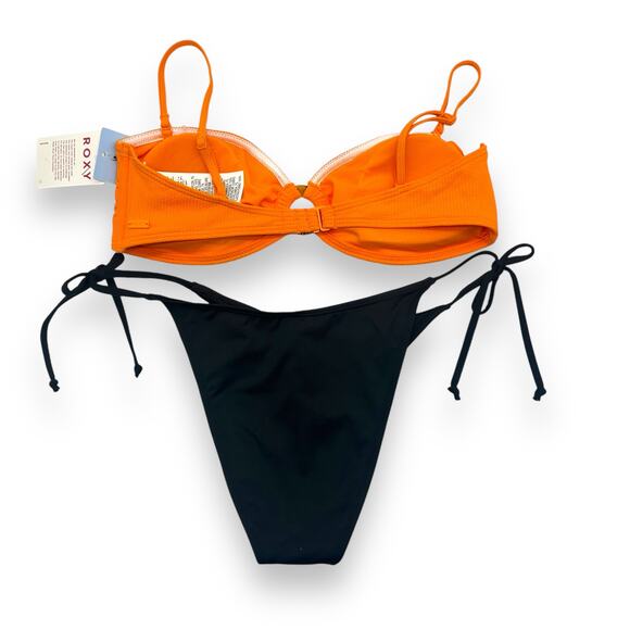 NEW Bikini Set Roxy Orange Bandeau Brazillian Tie Medium Large Macys Mix & Match - Picture 16 of 16